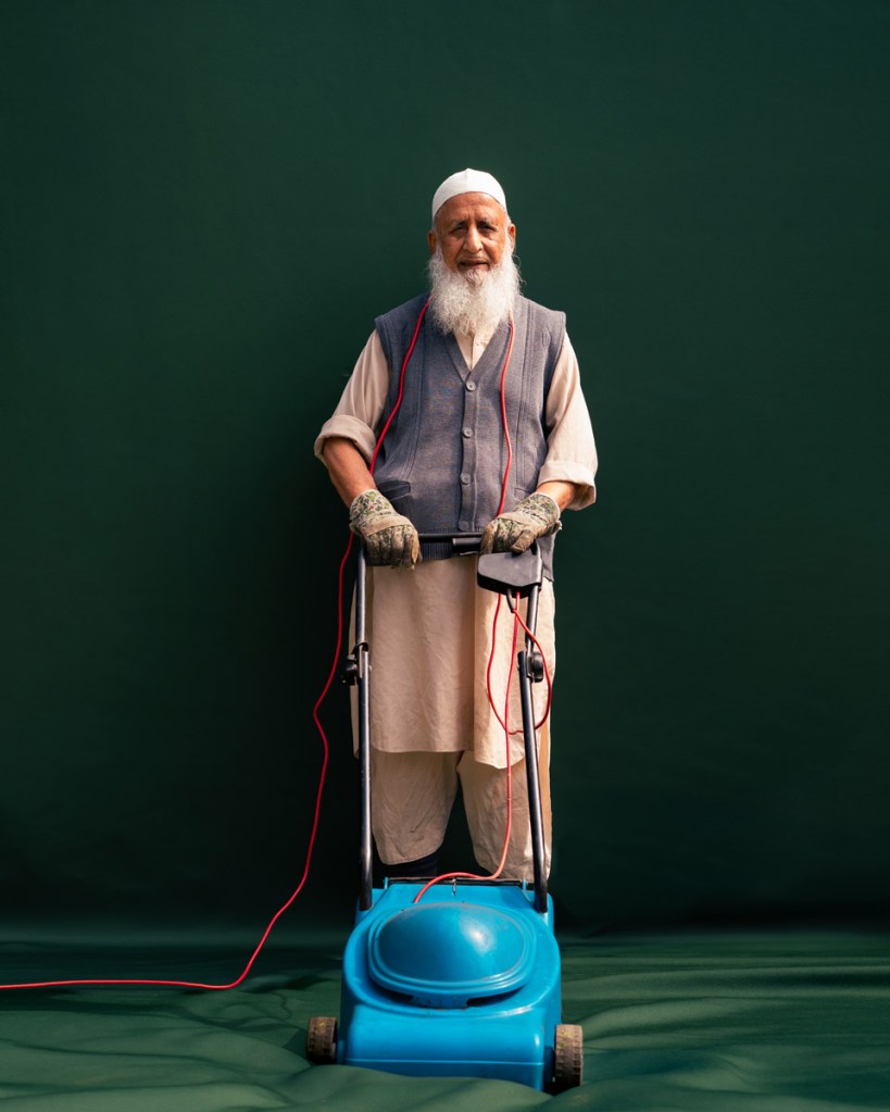 man stood for portrait with lanmower