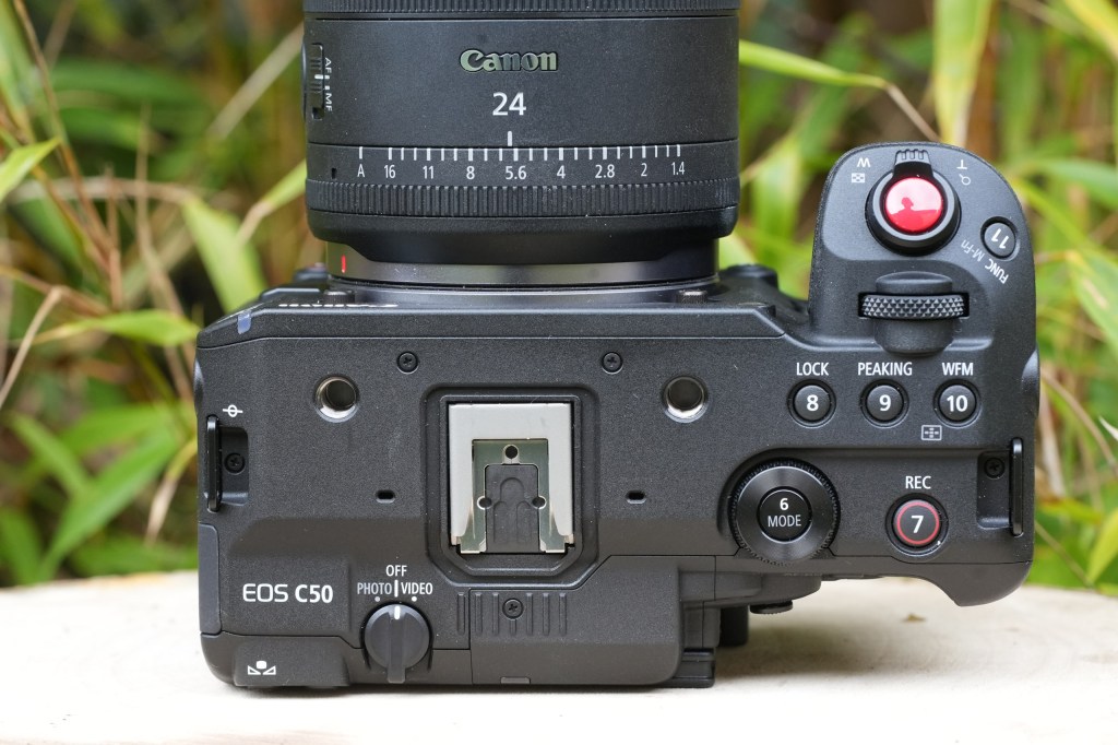 anon EOS C50 mirrorless camera top plate