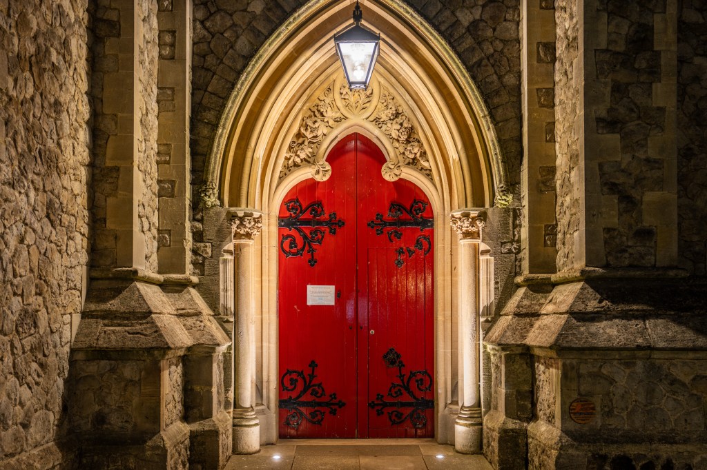 Sony Alpha A7R VI church door IS sample image.