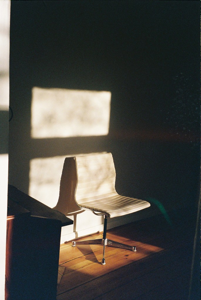white chair in sunlight