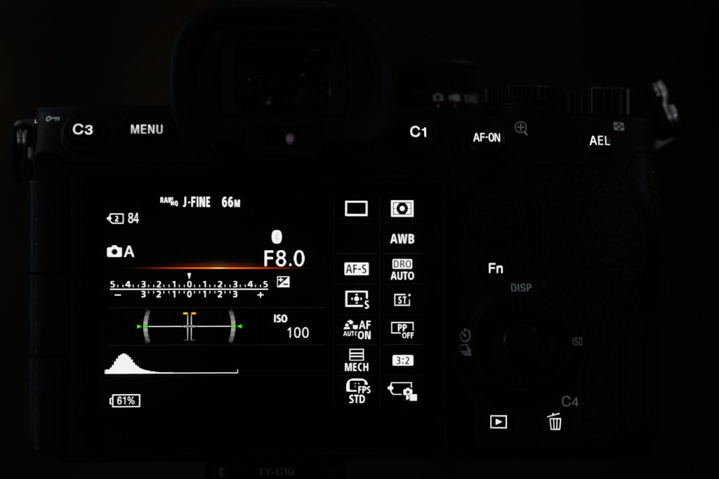 Sony Alpha A7R VI illuminated buttons. 