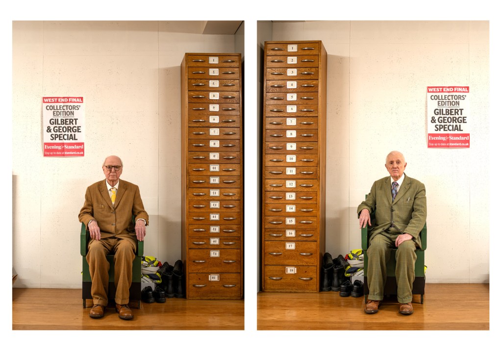 Gilbert & George, London, 2014 (from the series Affinities). Image Credit: Jillian Edlestein