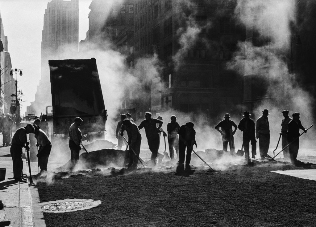 JOHN BAER The Extraordinary Ordinary: A Memoir in Photographs 1945-1954. John Baer, Paving Fifth Avenue, 1953, from JOHN BAER The Extraordinary Ordinary: A Memoir in Photographs 1945-1954.