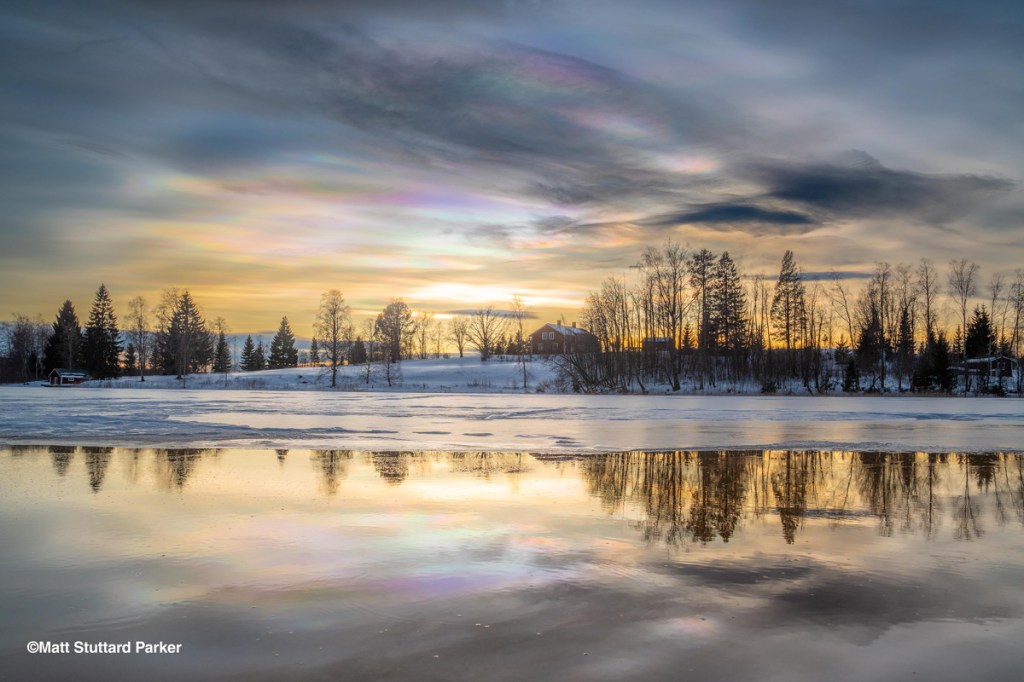 winter wunset reflection landscape