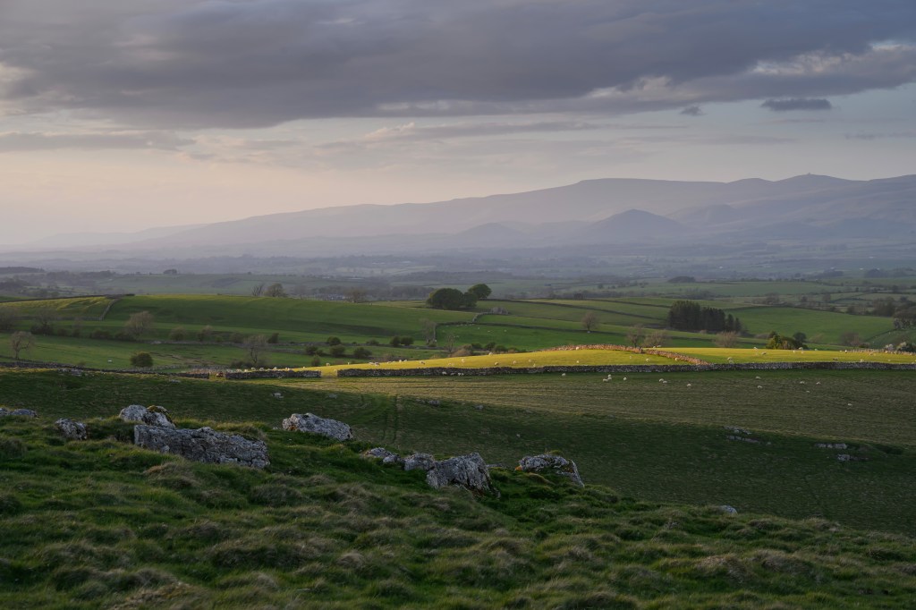 Clouds rolling over English countryside
