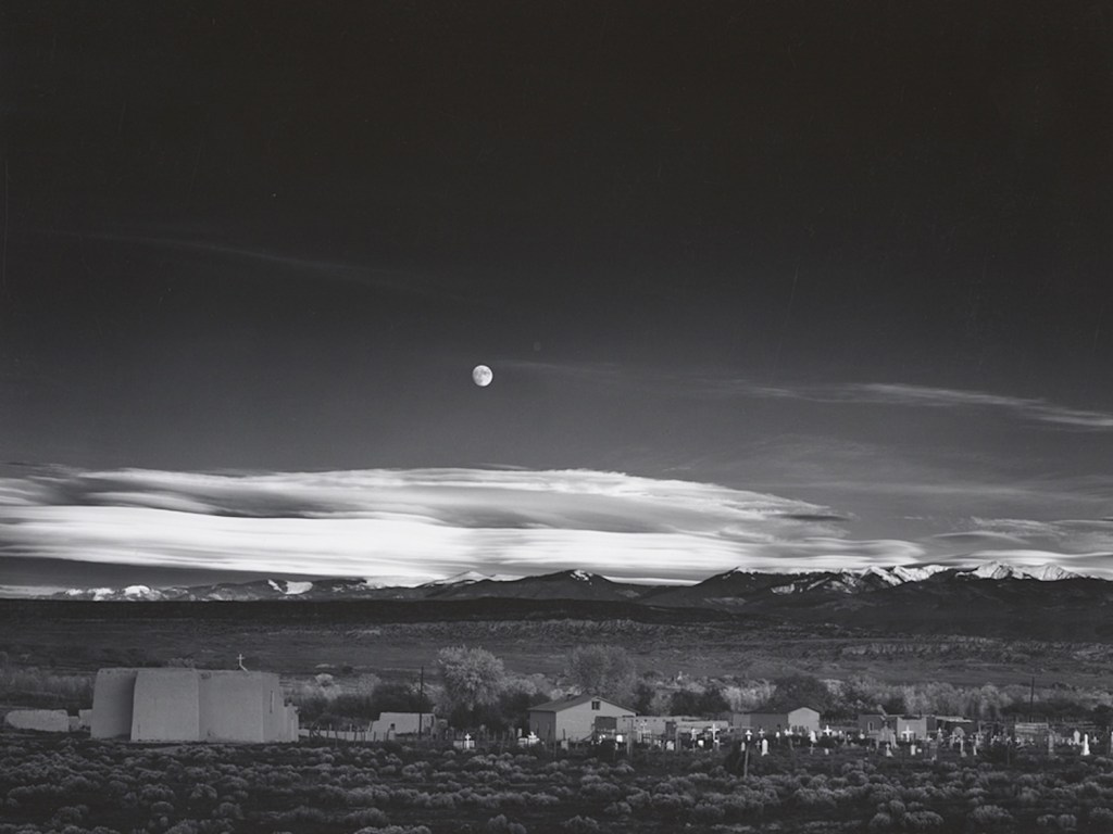 Ansel Adams' original monochrome image from 1941, or at least one of the estimated 1300 versions of it, courtesy of the Ansel Adams Publishing Rights Trust