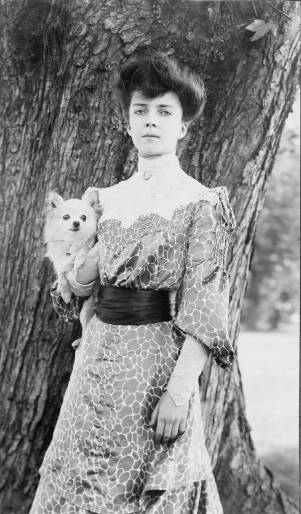 Alice Roosevelt with her pet dog, 1902