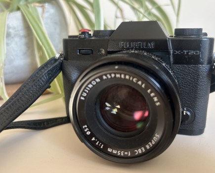 Photograph of an old and battered-looking Fujifilm X-T20
