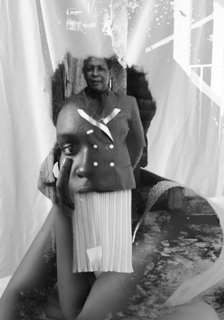  “Pour Julienne”, is a double-exposed image of me and my grand-mother Julienne. This 
photo is the first image of this body of work as it explores the themes of origins and early 
memory of love and tenderness.