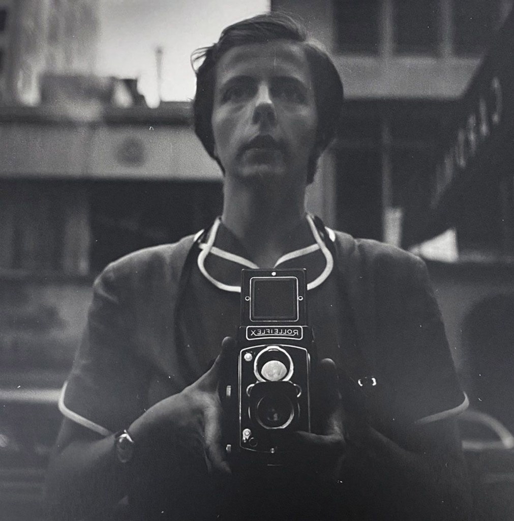 Vivian Maier, Self-portrait, New York, NY, 1954
Gelatin silver print; printed later
Image size: 12 x 12 in.; Paper size: 20 x 16 in. From an edition of 15
© Vivian Maier/Maloof Collection, Courtesy Howard Greenberg Gallery, New York