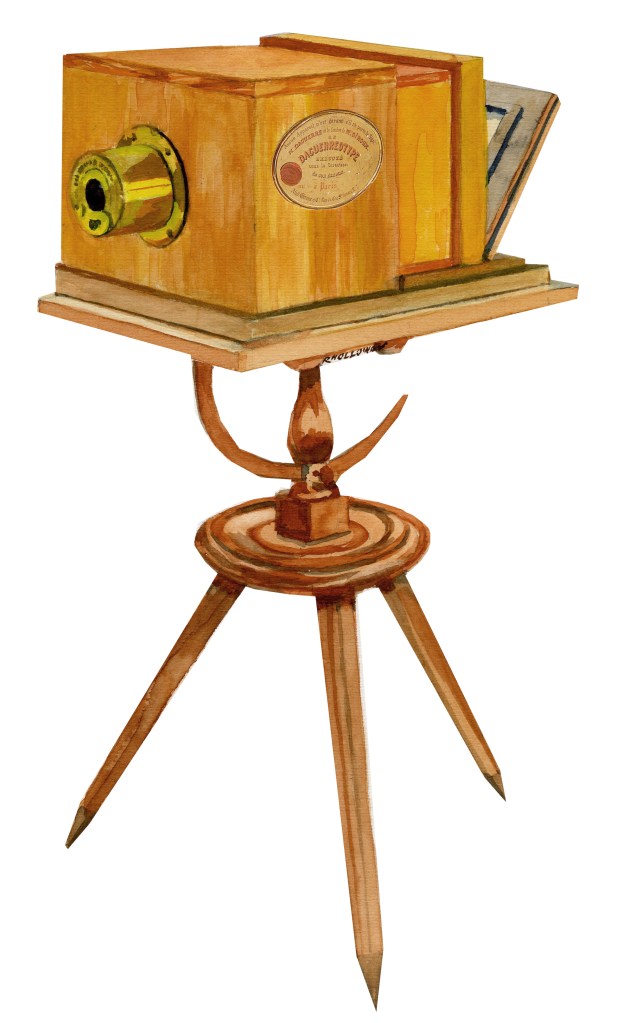 The Daguerreotype camera led the way to the first commercially successful cameras
(Artwork by Ron Holloway)