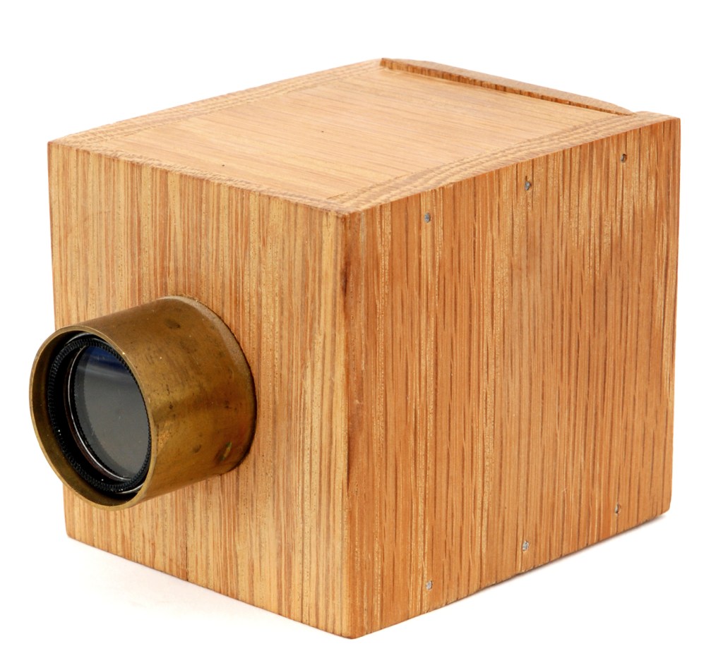 Replica of one of Talbot’s mousetrap cameras with which he produced the first negative. The name was coined by Talbot’s wife Constance when she saw the tiny size of the cameras