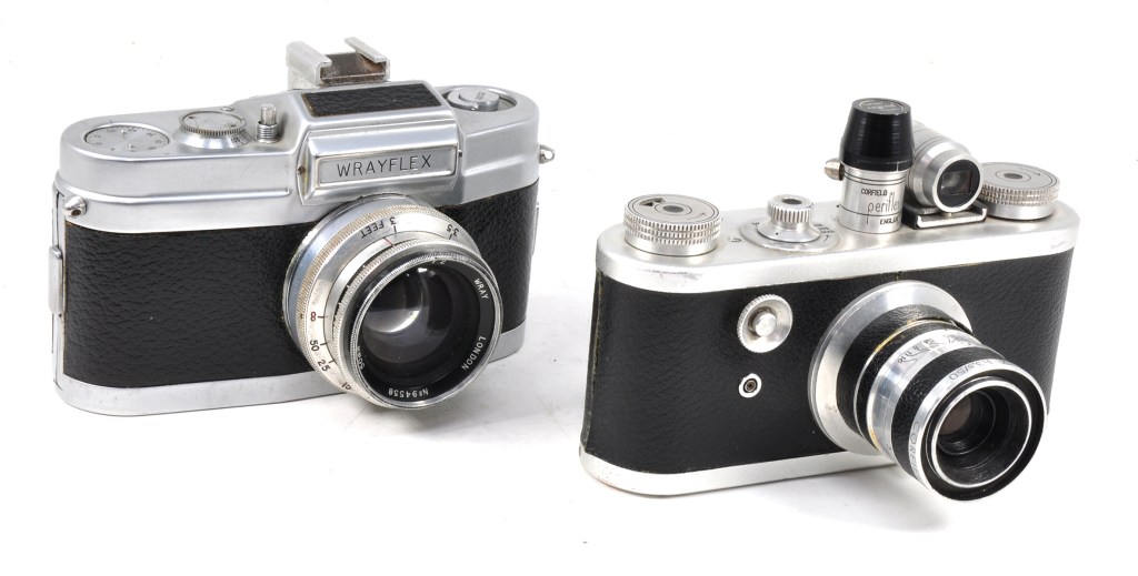 Two British pioneering, and slightly eccentric, designs from the 1950s: the Wrayflex I (left) and the first Periflex