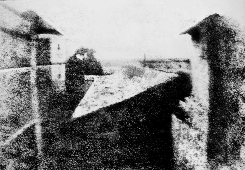 The famous scene taken from a window at Le Gras by Niépce in 1826 and now accepted at the world’s first photograph
(Nicéphore Niépce, Public domain, via Wikimedia Commons)