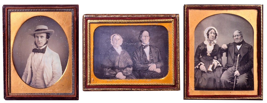 Three daguerreotypes, a process that was very popular for portraiture during Victorian times