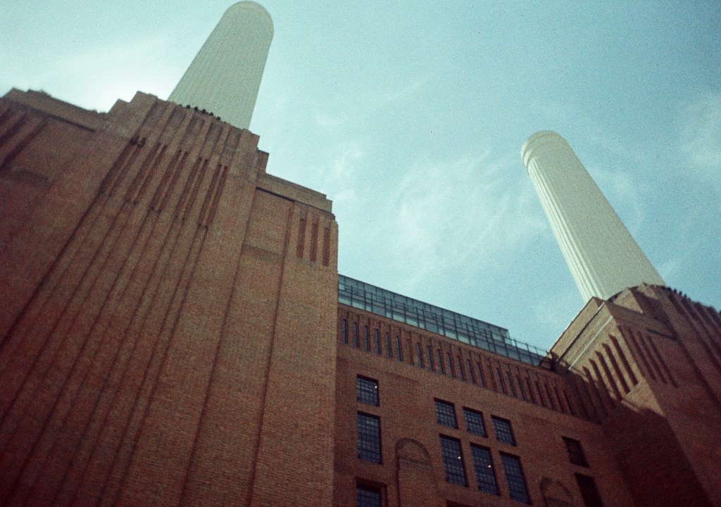 Sample photograph from the Lomography Half-frame Simple Use Camera, shot on LomoChrome Classicolor 200 film showing Battersea Power Station, image is landscape