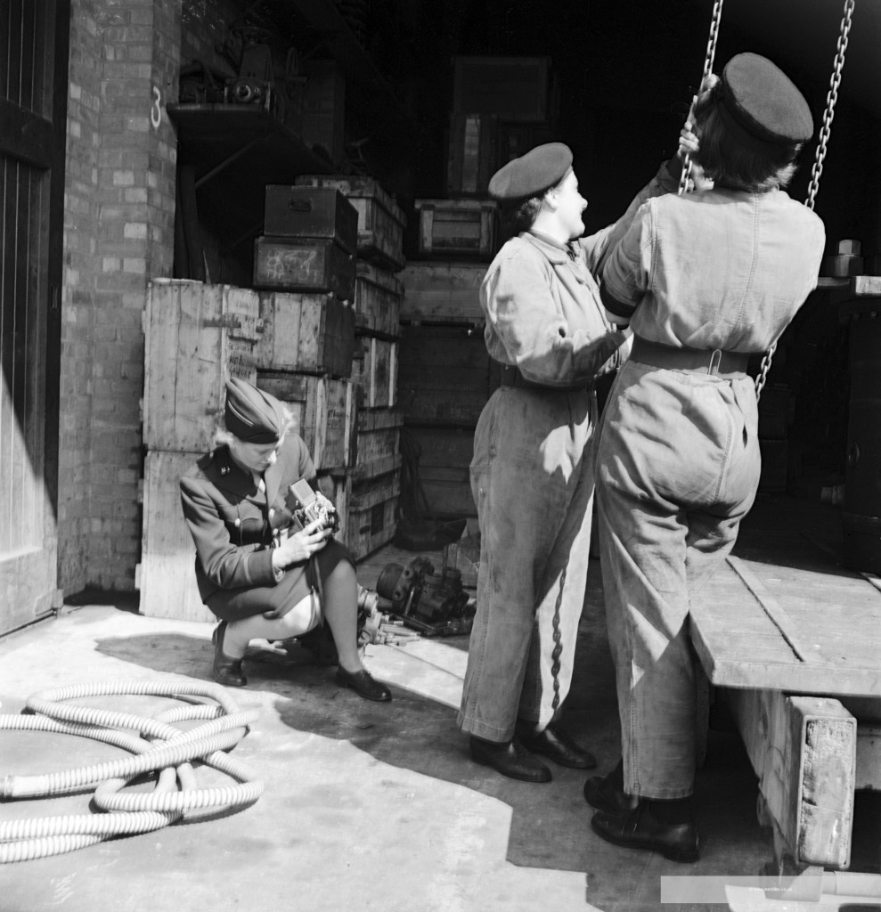 Lee Miller photographing two Torpedo Wrens, United Kingdom, 1943-1