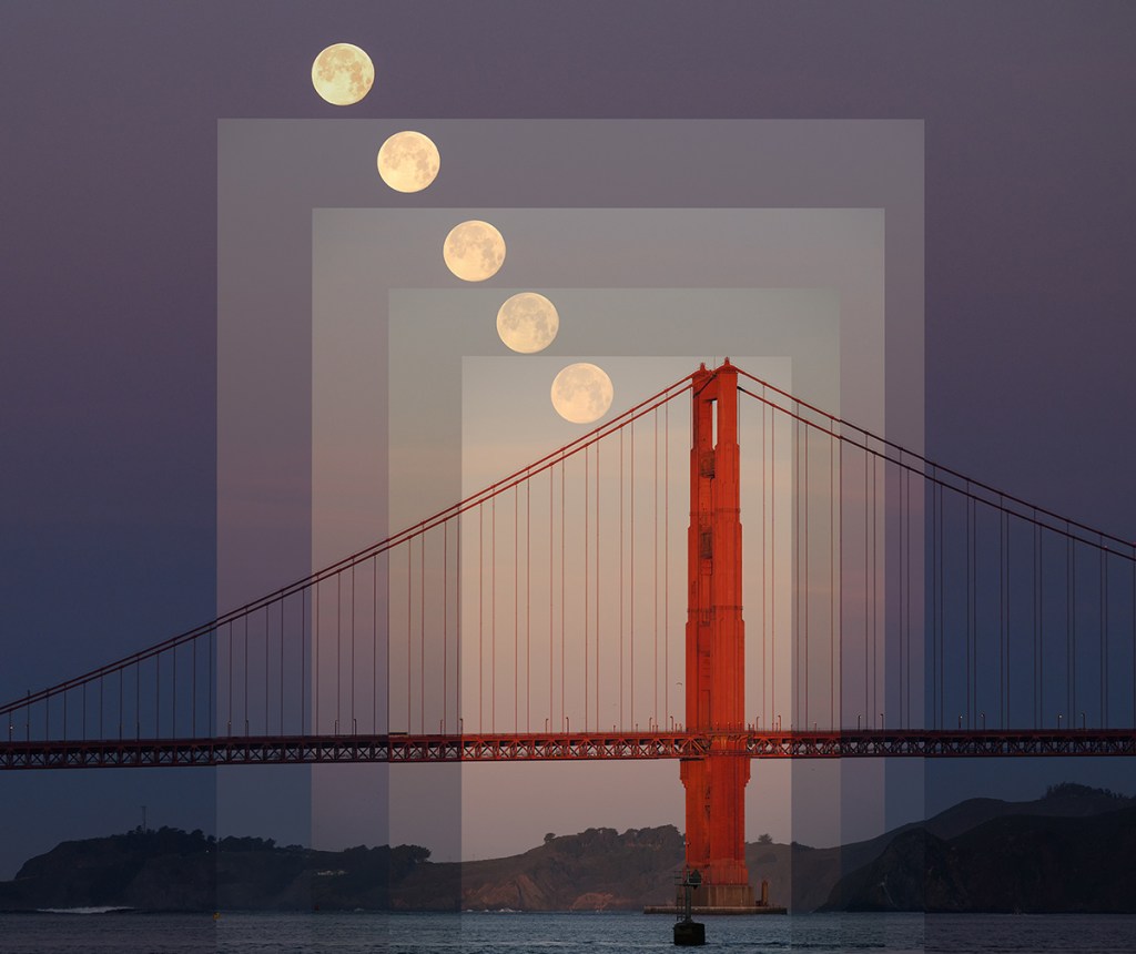 Fifteen Minutes of Moonset and Sunrise Over the Golden Gate © Fredric Walder (USA)