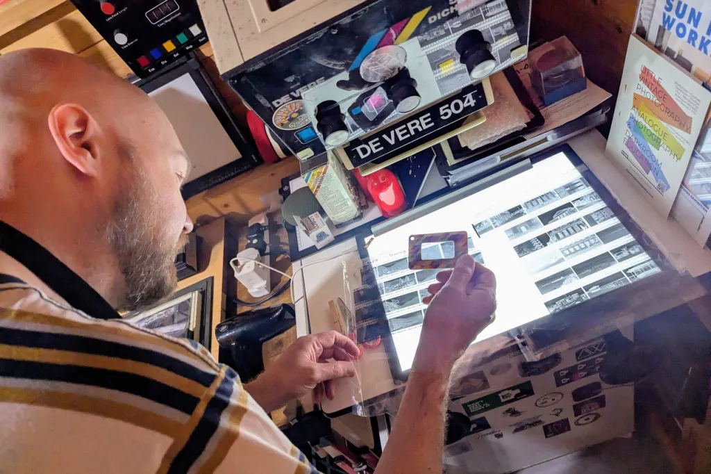 John in the darkroom. Image: Rachel Brewster-Wright / Little Vintage Photography