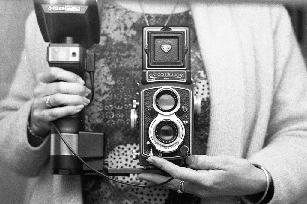 Rolleicord with flash. Image: Rachel Brewster-Wright / Little Vintage Photography
