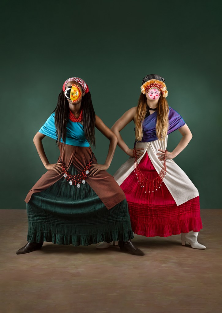 'Máscaras de Coco' from Soul of Mexico. Coconut masks are a striking tribute to the creative resilience of Guerrero, Mexico. Carved from the moldable shell of a coconut, these iconic artefacts bridge the gap between ancient indigenous ritual and modern folk artistry. Bought in “La Ciudadela,” one of the biggest markets in Mexico City, the models wear the masks with confidence while standing with a striking pose creating a pattern through their arms and legs assimilating to dance positions from Mesoamerican rituals. They offer a window into a world where every object has a soul and every face tells a story.
