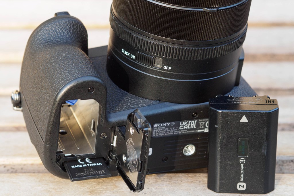 Sony RX10 V battery and SD card.