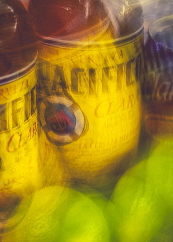motion photo of beer bottles