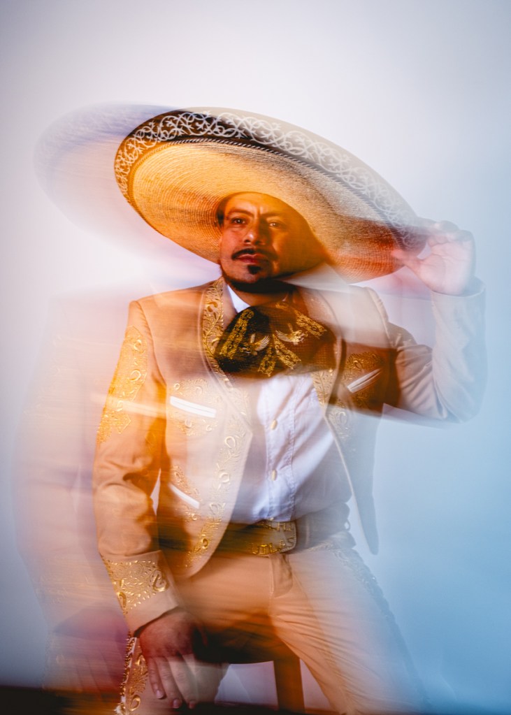 motion portrait of a man in a sombrero
