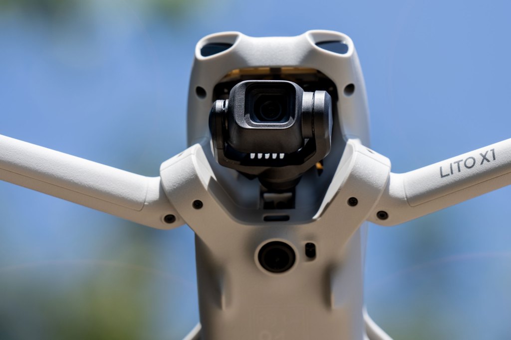 DJI Lito X1 drone in flight, camera close up