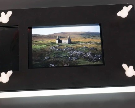 The holder on a lightbox, with a 6x9cm 120 slide. AW