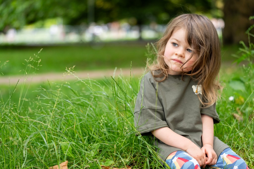 Nikon Nikkor Z 70-200mm F2.8 VR S II. lens sample, a young girl sitting on the grass
