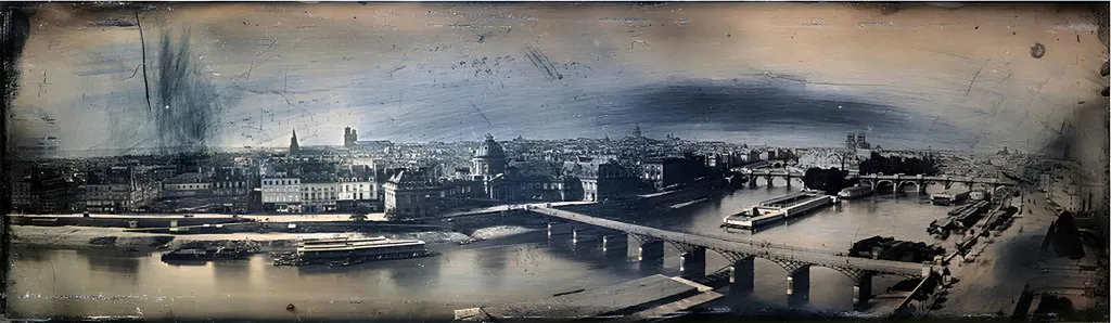A panoramic daguerreotype produced by Frédéric von Martens with his Megaskop camera c.1845
(Public domain)
